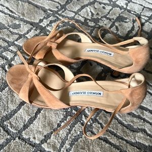 Manolo Blahnik Camel Suede Sandals